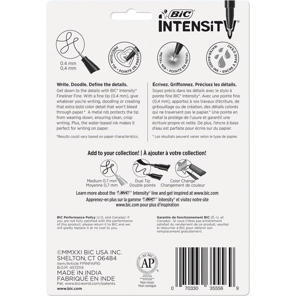 BiC Intensity Fineliner Marker Pens - Assorted Colors, 10 count-070330355569-LR-324248-8-LR eShop