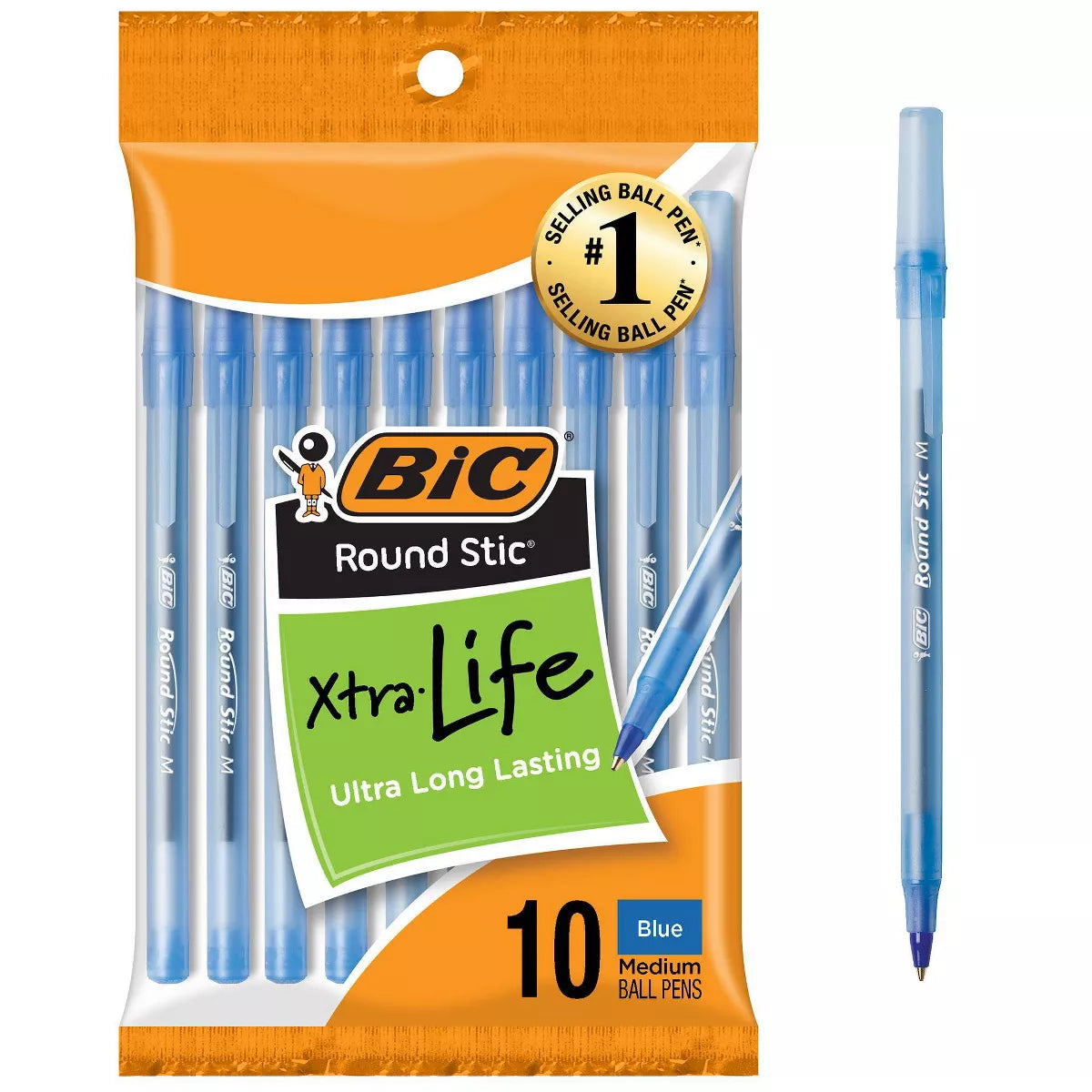 BiC Round Stic Xtra Life Ballpoint Pens - Blue, 10 count-070330201224-LR-39933-1-LR eShop