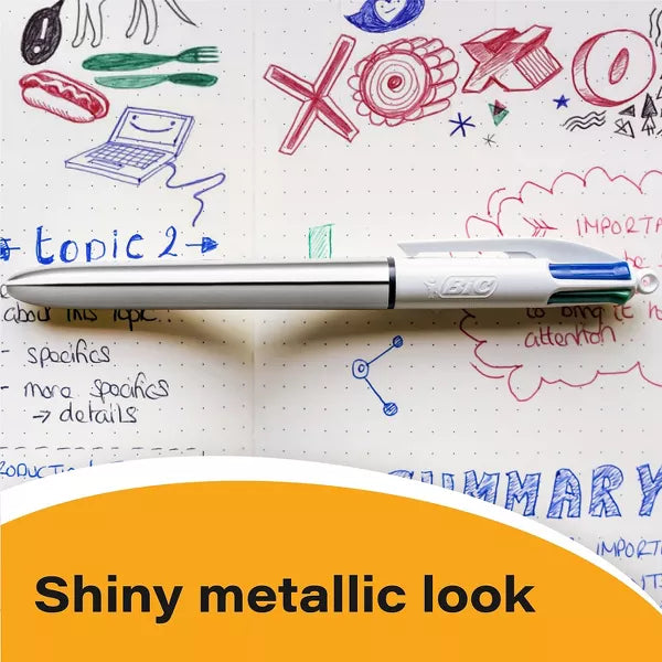 BiC Shine 4 Color Retractable Ballpoint Pen, 3 count-070330381001-LR-354332-4-LR eShop