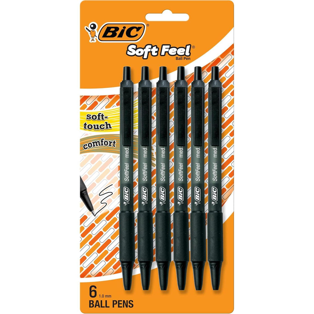 BiC Soft Feel Retractable Ballpoint Pens - Black, 6 count-070330388581-LR-358625-1-LR eShop
