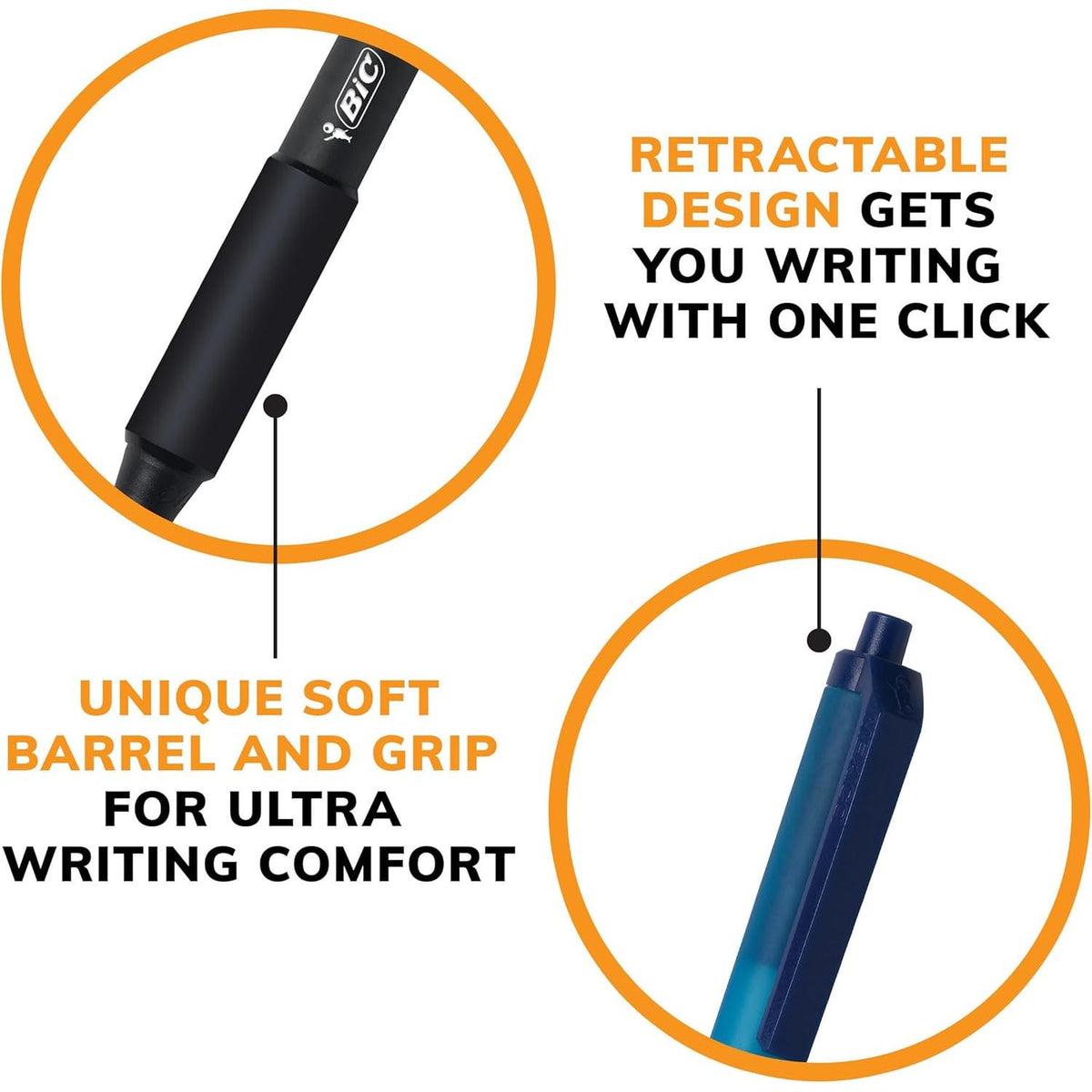 BiC Soft Feel Retractable Ballpoint Pens - Black, 6 count-070330388581-LR-358625-6-LR eShop