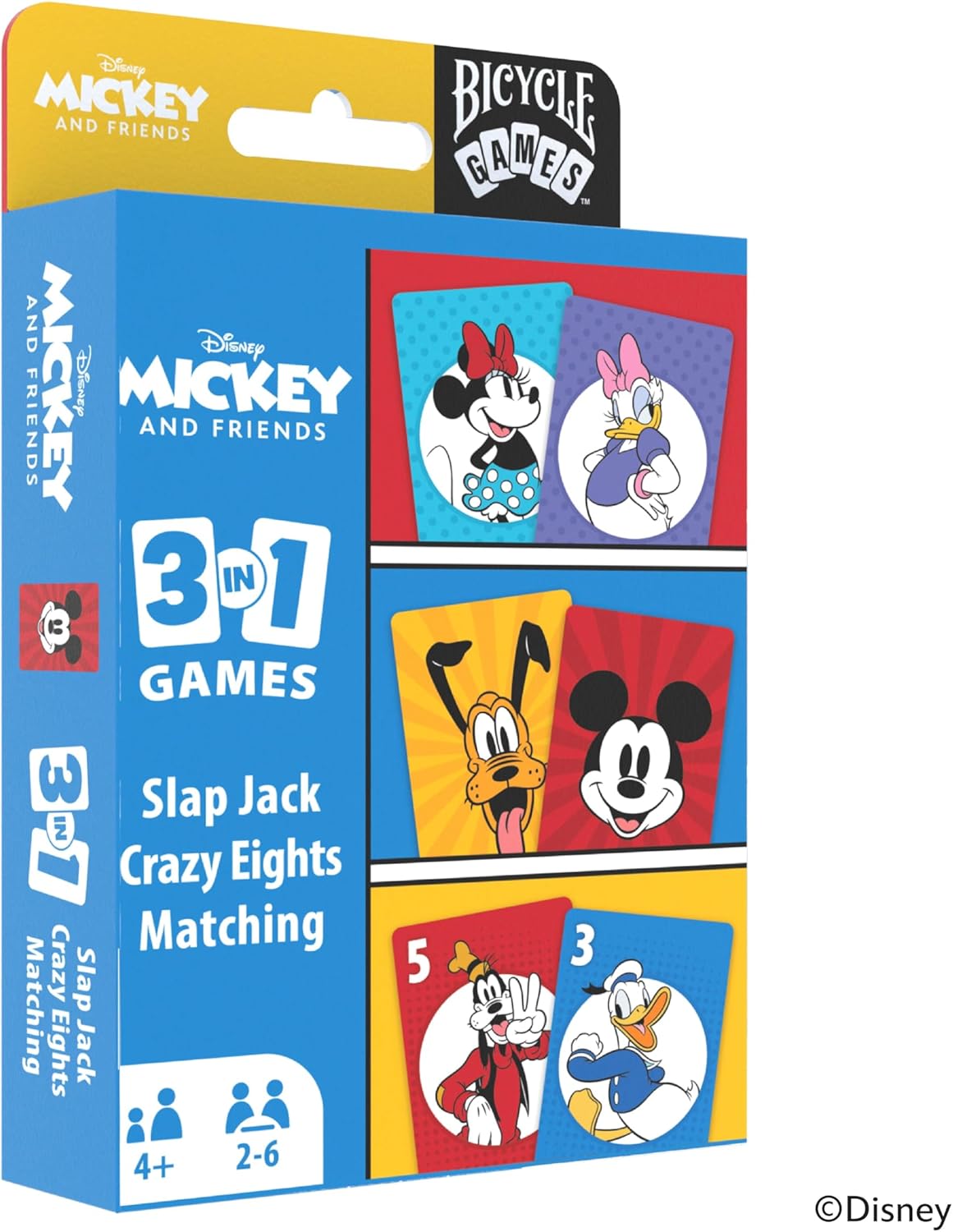 Bicycle Disney Mickey and Friends 3-in-1 Card Games - Matching, Crazy Eights & Slap Jack-073854099421-LR-362603-3-LR eShop