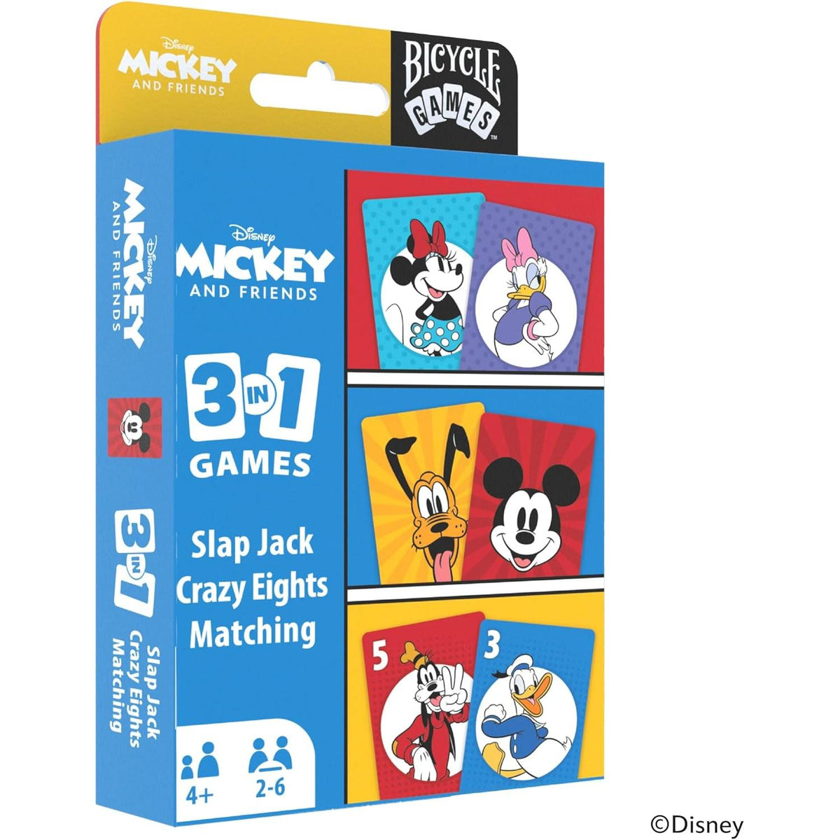 Bicycle Disney Mickey and Friends 3-in-1 Card Games - Matching, Crazy Eights & Slap Jack-073854099421-LR-362603-3-LR eShop