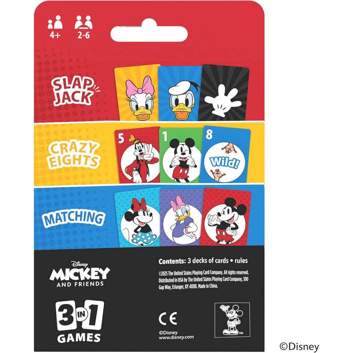 Bicycle Disney Mickey and Friends 3-in-1 Card Games - Matching, Crazy Eights & Slap Jack-073854099421-LR-362603-4-LR eShop