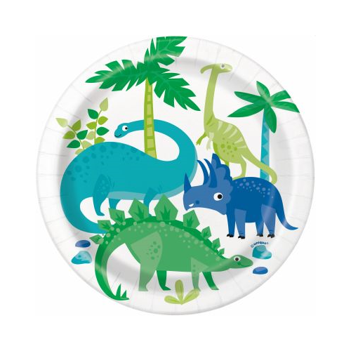 Blue & Green Dinosaur 7" Desert Party Plates, 8 count-011179738847-LR-340679-1-LR eShop