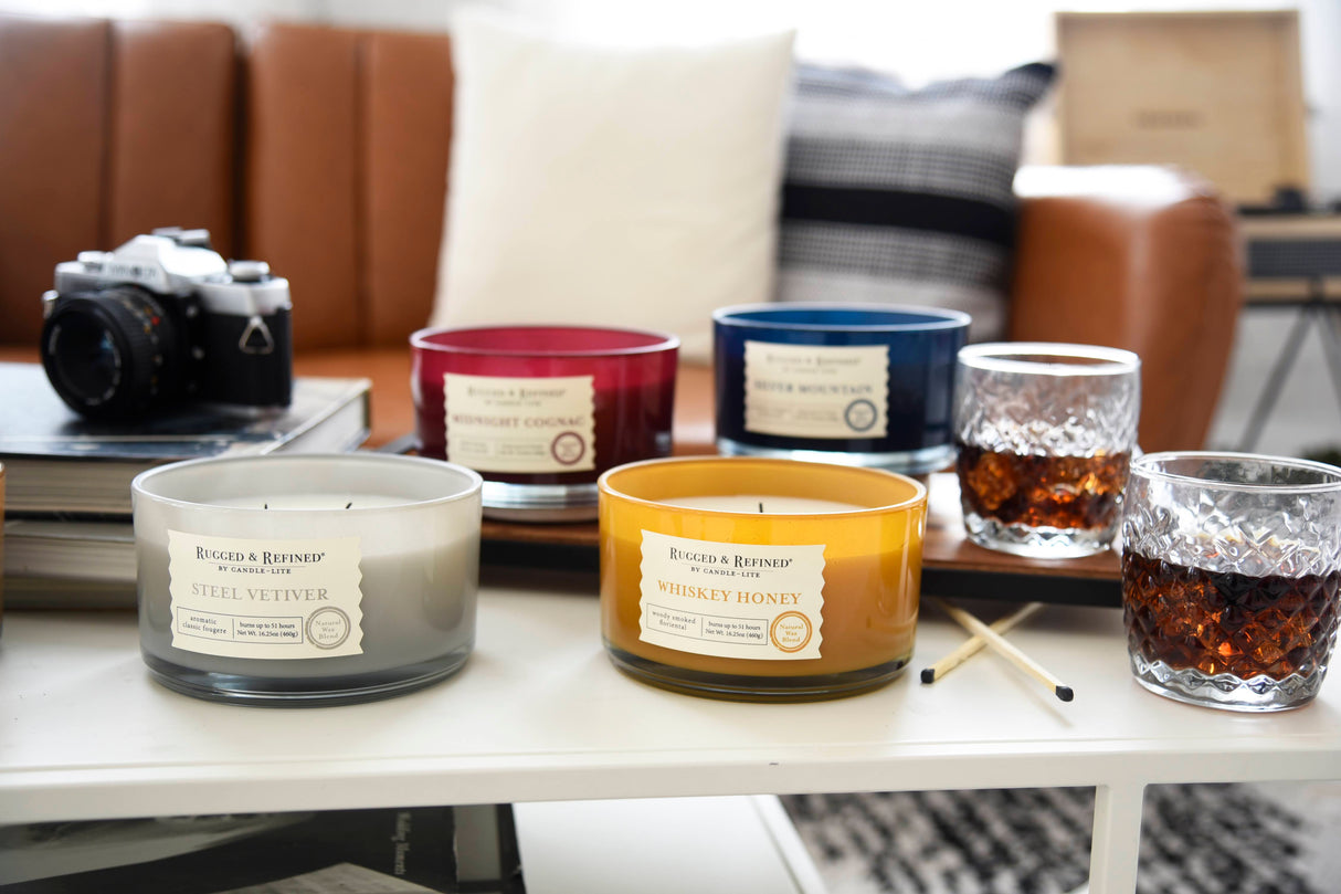 CANDLE-LITE Rugged and Refined Collection 3 Wick Jar Candle - Whiskey Honey-076001521936-LR-358579-4-LR eShop