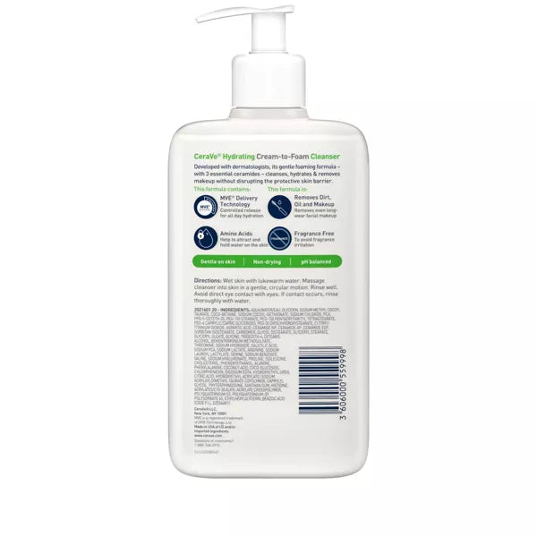 CeraVe Hydrating Cream-to-Foam Facial Cleanser, 12 oz-3606000559998-LR-346541-2-LR eShop