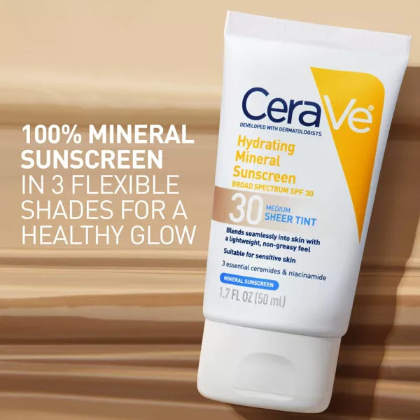 CeraVe Hydrating Mineral Tinted Face Sunscreen Lotion, Light - SPF 30, 1.7 oz-3606000612181-LR-358511-3-LR eShop