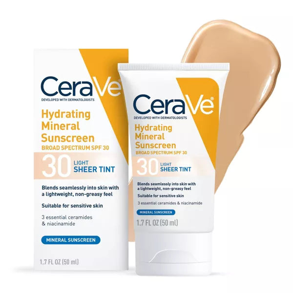 CeraVe Hydrating Mineral Tinted Face Sunscreen Lotion, Light - SPF 30, 1.7 oz-3606000612181-LR-358511-10-LR eShop