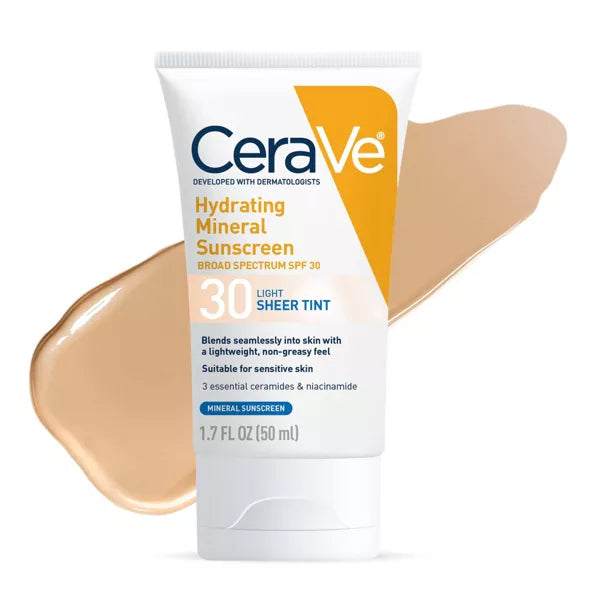 CeraVe Hydrating Mineral Tinted Face Sunscreen Lotion, Light - SPF 30, 1.7 oz-3606000612181-LR-358511-2-LR eShop