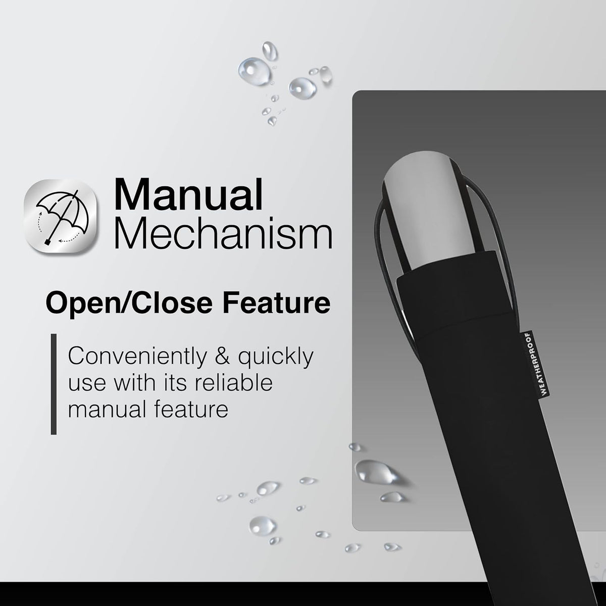 CHABY International Weatherproof Manual Super Mini Umbrella - Black, 42"-082815978132-LR-251107-3-LR eShop