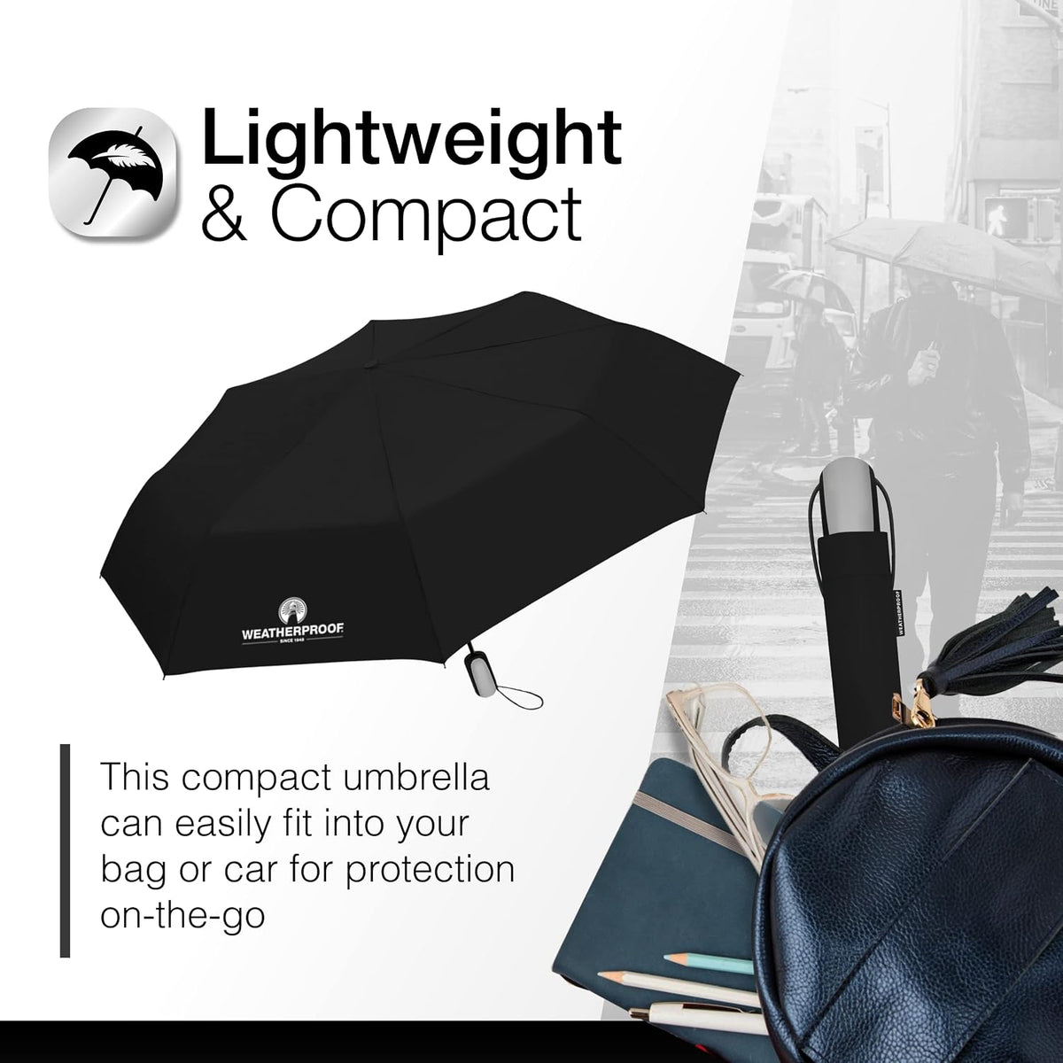 CHABY International Weatherproof Manual Super Mini Umbrella - Black, 42"-082815978132-LR-251107-5-LR eShop
