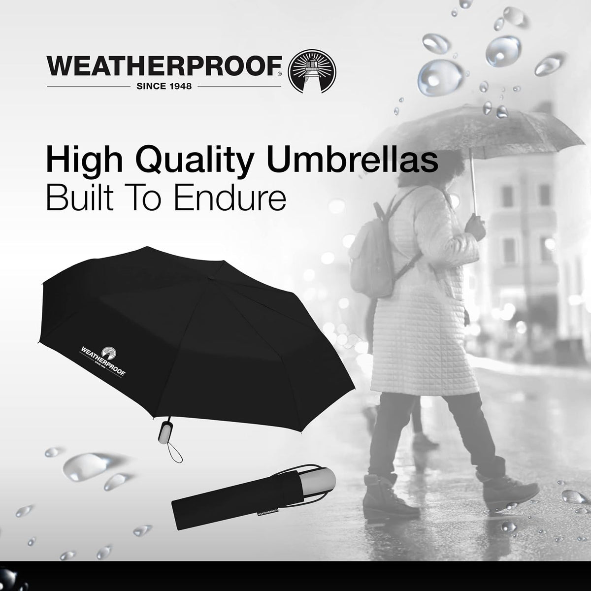 CHABY International Weatherproof Manual Super Mini Umbrella - Black, 42"-082815978132-LR-251107-7-LR eShop