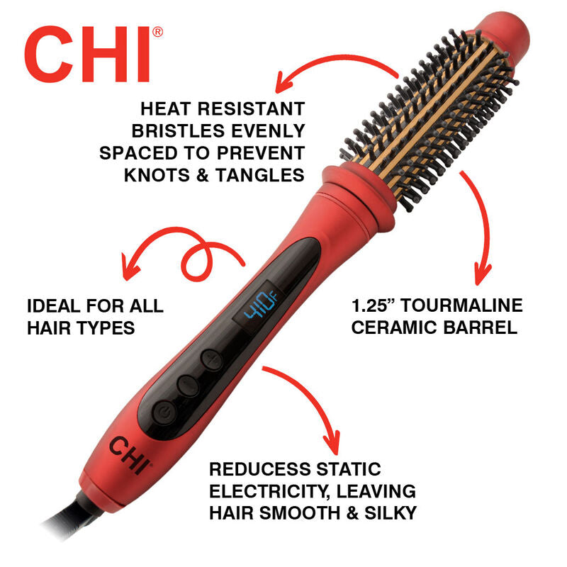 CHI 1.25 inch Tourmaline Ceramic Heated Round Brush - Ruby Red-813843033919-LR-348289-4-LR eShop