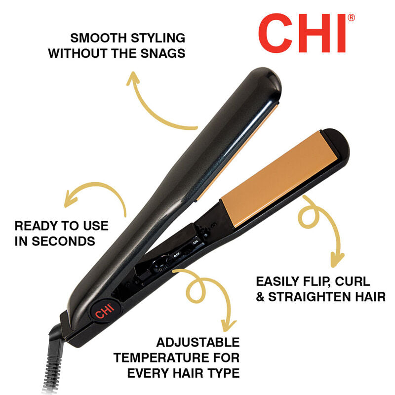 CHI 1.5 Inch Tourmaline Ceramic Wide Plate Hairstyling Iron - Onyx Black-813843034688-LR-345019-2-LR eShop