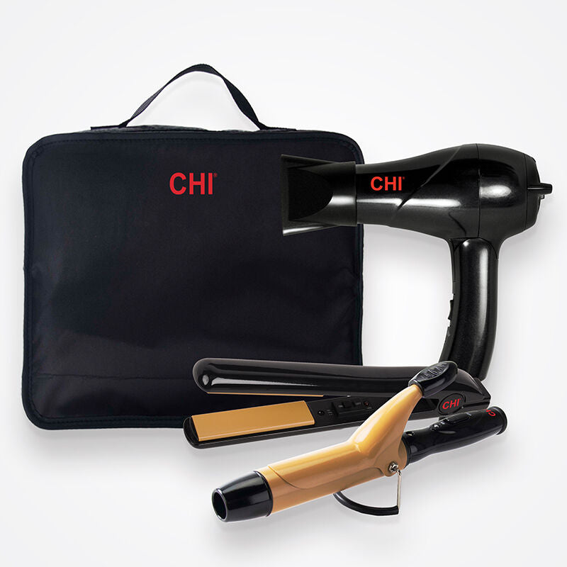 CHI Tourmaline Ceramic 3-Piece Travel Set - Onyx Black-81384303114-LR-348006-1-LR eShop