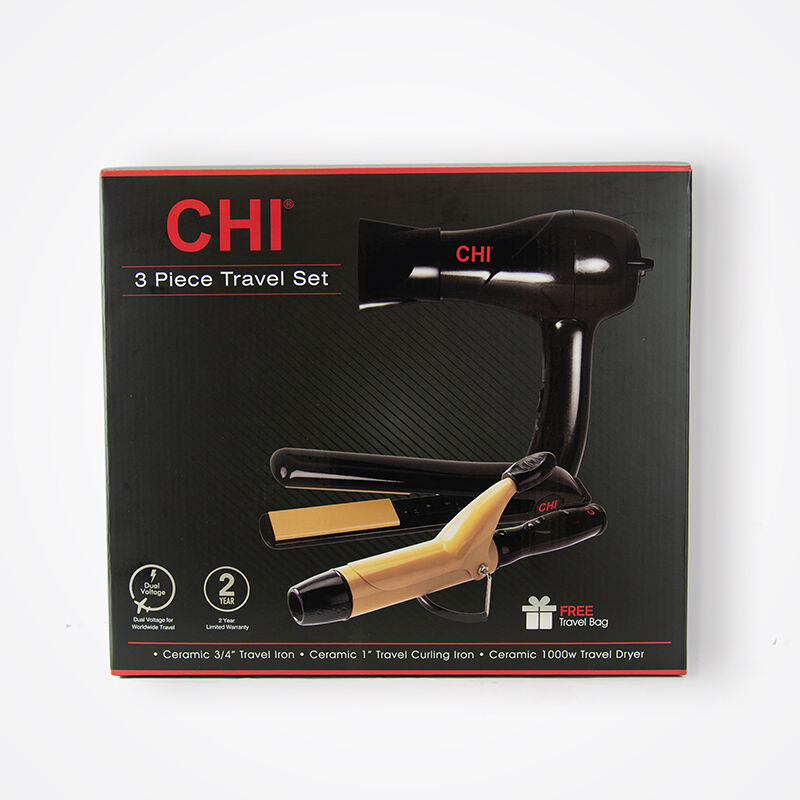 CHI Tourmaline Ceramic 3-Piece Travel Set - Onyx Black-81384303114-LR-348006-2-LR eShop