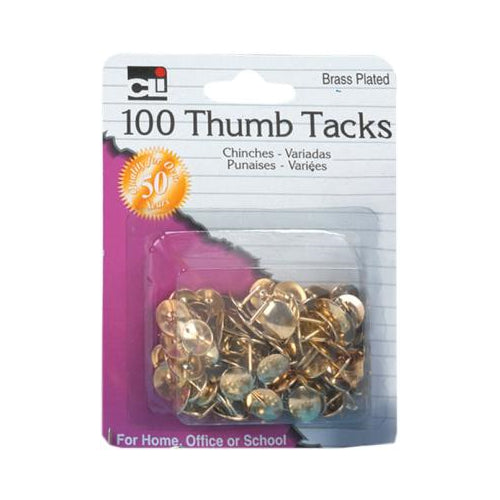 CLi Brass Plated Thumb Tacks, 100 count-026487809387-LR-294699-1-LR eShop