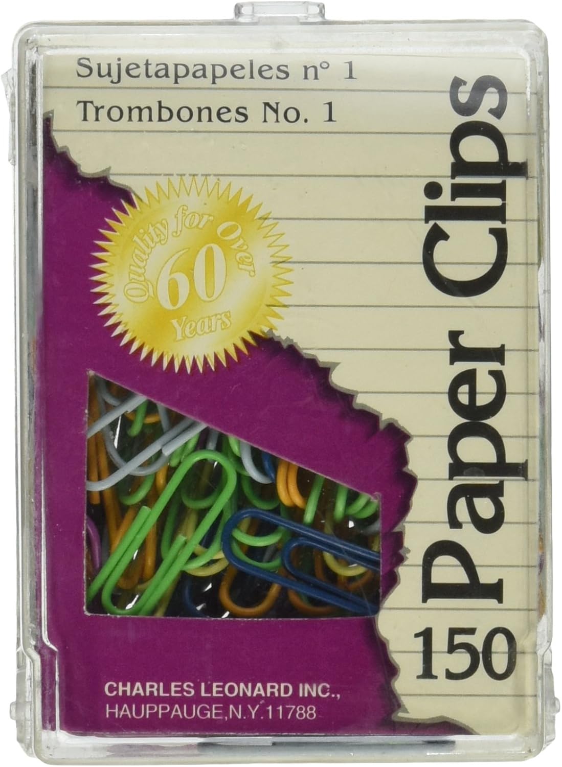CLi Vinyl Coated Standard Paper Clips With Reusable Box - Assorted Brights, 150 count-026487790333-LR-140539-1-LR eShop