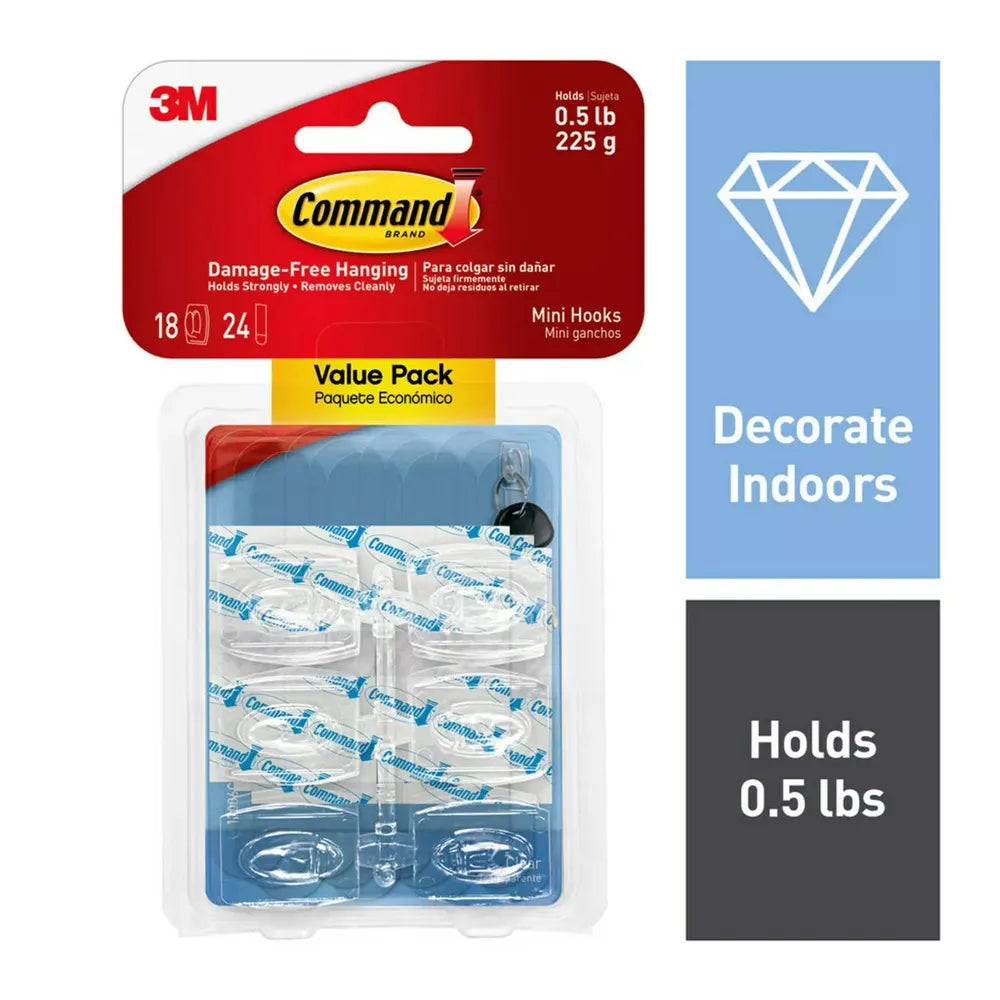 Command Mini Wall Hooks - Clear, 18 Hooks + 24 Strips-051141346953-LR-300642-3-LR eShop
