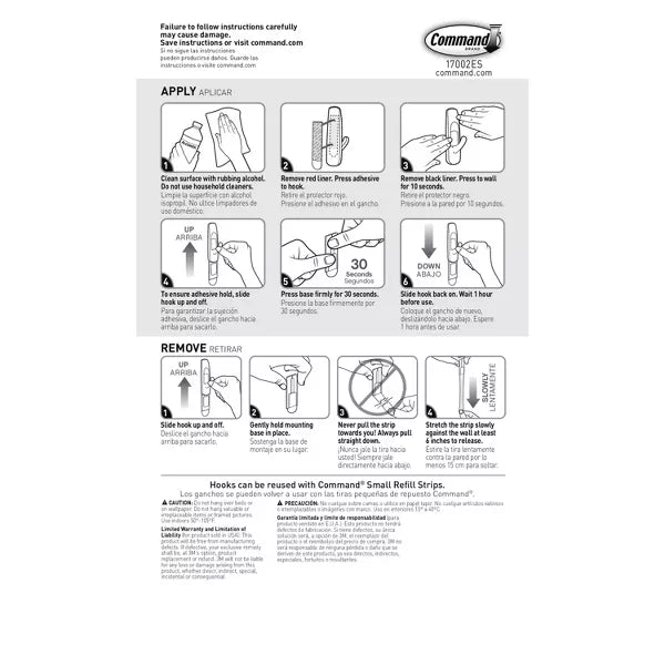 Command Small Utility Wall Hook - White, 6 Hooks + 12 Strips-051131949430-LR-212660-12-LR eShop