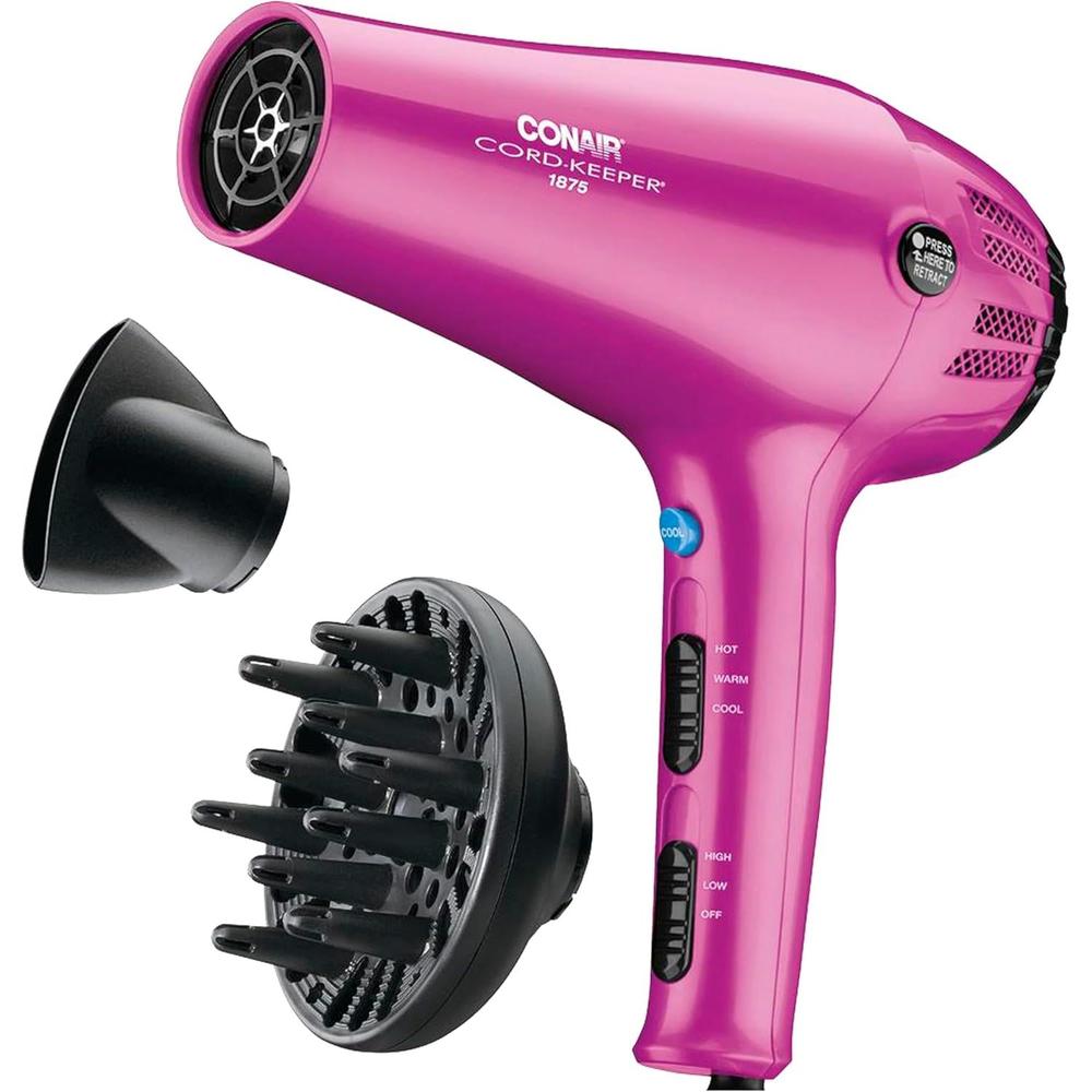 CONAIR 1875 Watt Cord Keeper Hair Dryer - Pink-074108062758-LR-177721-2-LR eShop