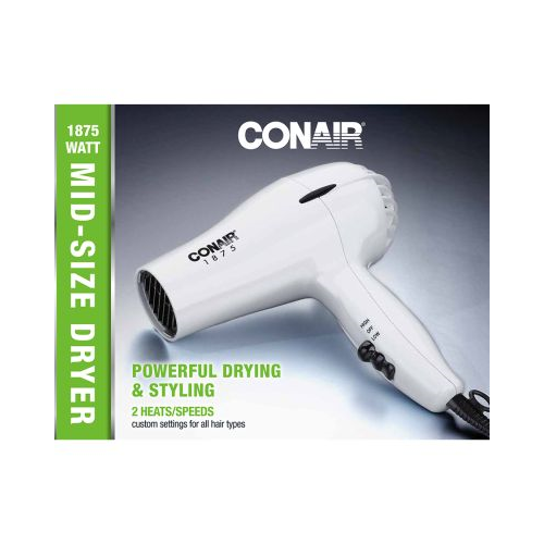CONAIR 1875 Watt Mid-Size Styler Hair Dryer - White-074108196613-LR-223077-1-LR eShop