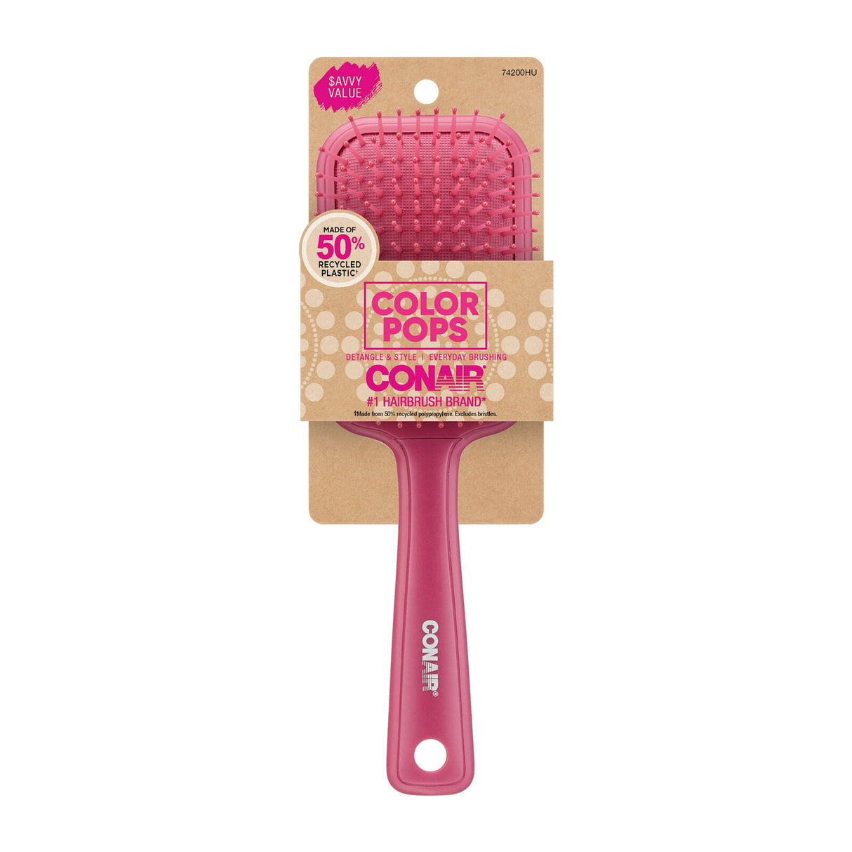 CONAIR Color Pops Detangle & Style Paddle Hair Brush - Pink-074108742001-LR-350286-1-LR eShop