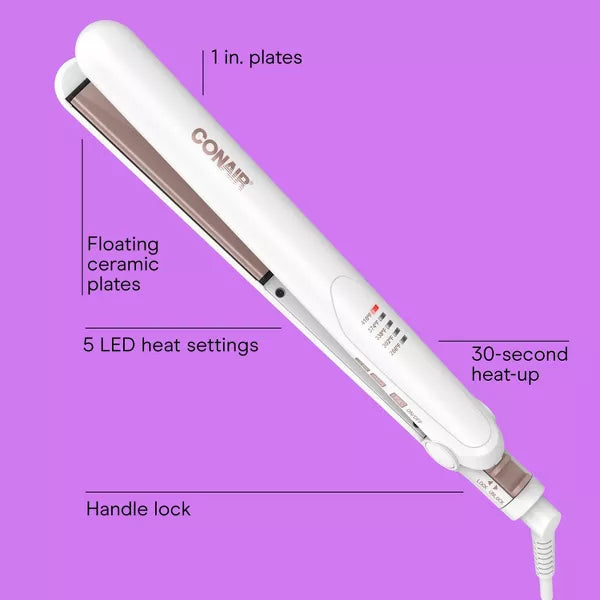 CONAIR Double Ceramic Flat Iron - White, 1"-074108330260-LR-325334-3-LR eShop