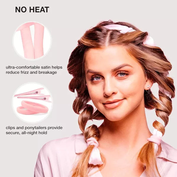 CONAIR Heatless Satin Loose Waves Roller & Accessories Set - Pink, 5 count-074108637505-LR-350285-3-LR eShop