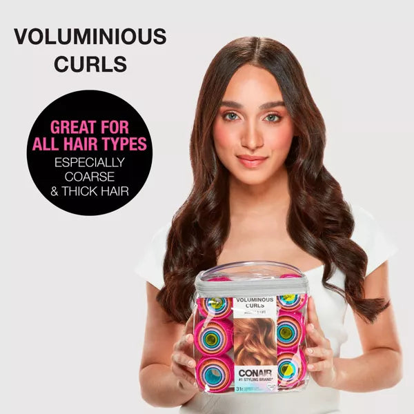 CONAIR Heatless Voluminous Curl Self Grip Rollers - Assorted Sizes & Colors, 31 count-074108611109-LR-192337-7-LR eShop
