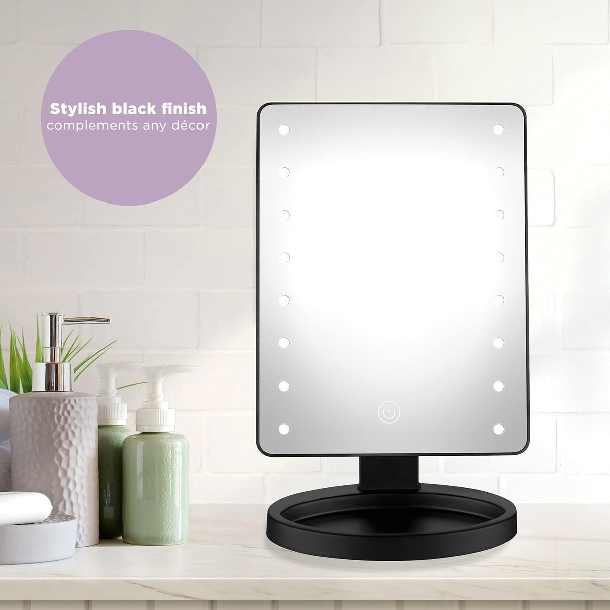 CONAIR LED Lighted Vanity Mirror with Storage Base - Black-074108741080-LR-361102-6-LR eShop