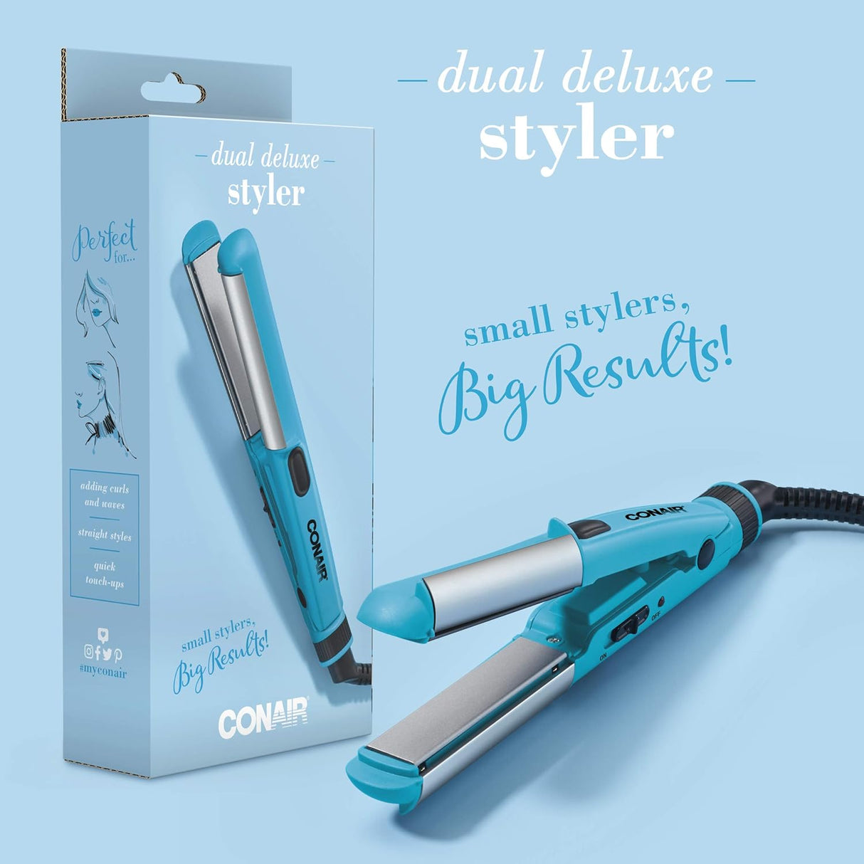 CONAIR Mini Dual Deluxe 2-In-1 Ceramic Styler - Blue-074108215239-LR-207131-7-LR eShop