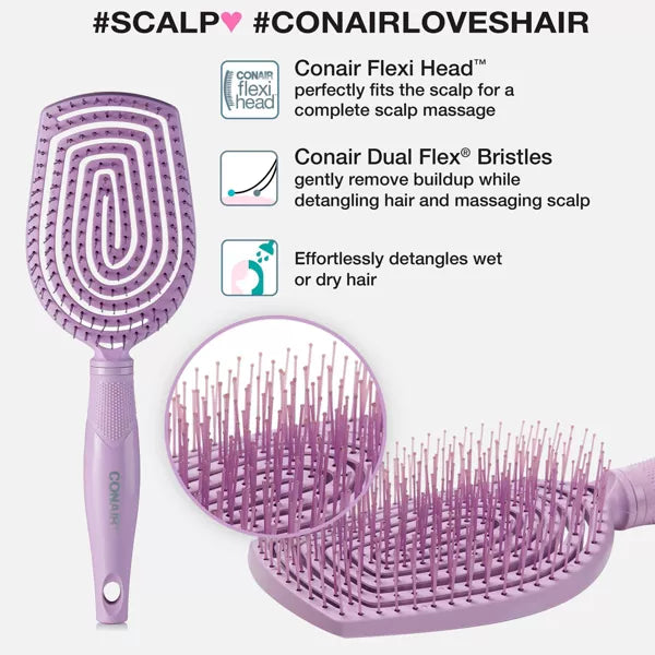 CONAIR Scalp Care Flexi Head Paddle Detangling Hair Brush - Purple-074108864130-LR-359259-4-LR eShop