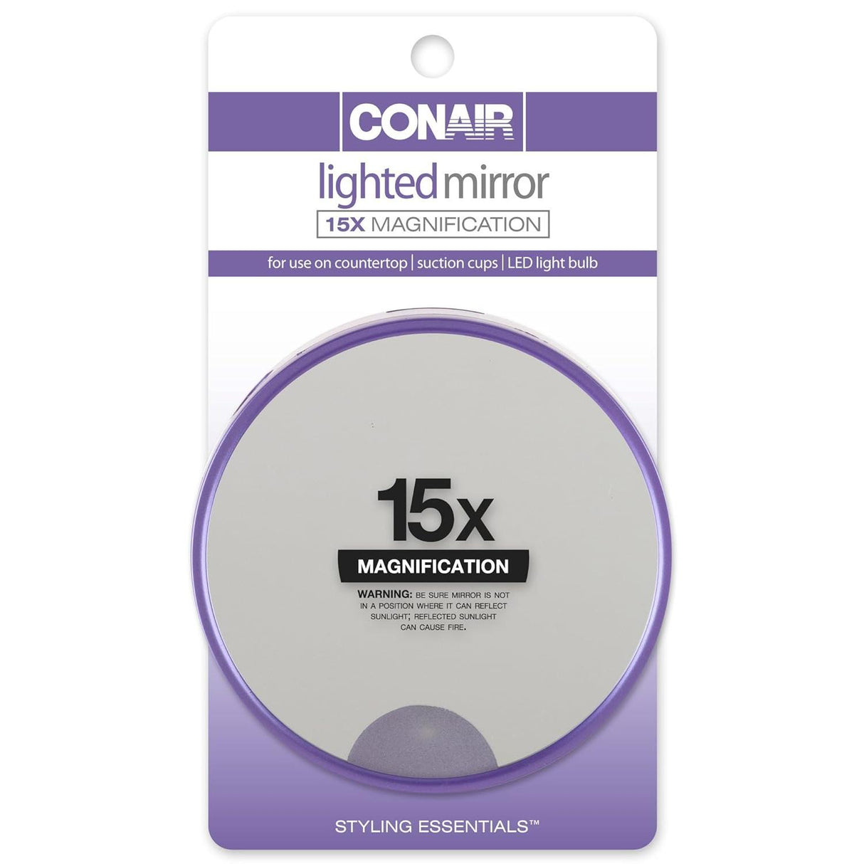 CONAIR Styling Essentials Lighted Suction Cup Mirror - Assorted, 15x Magnification-074108416582-LR-192300-1-LR eShop