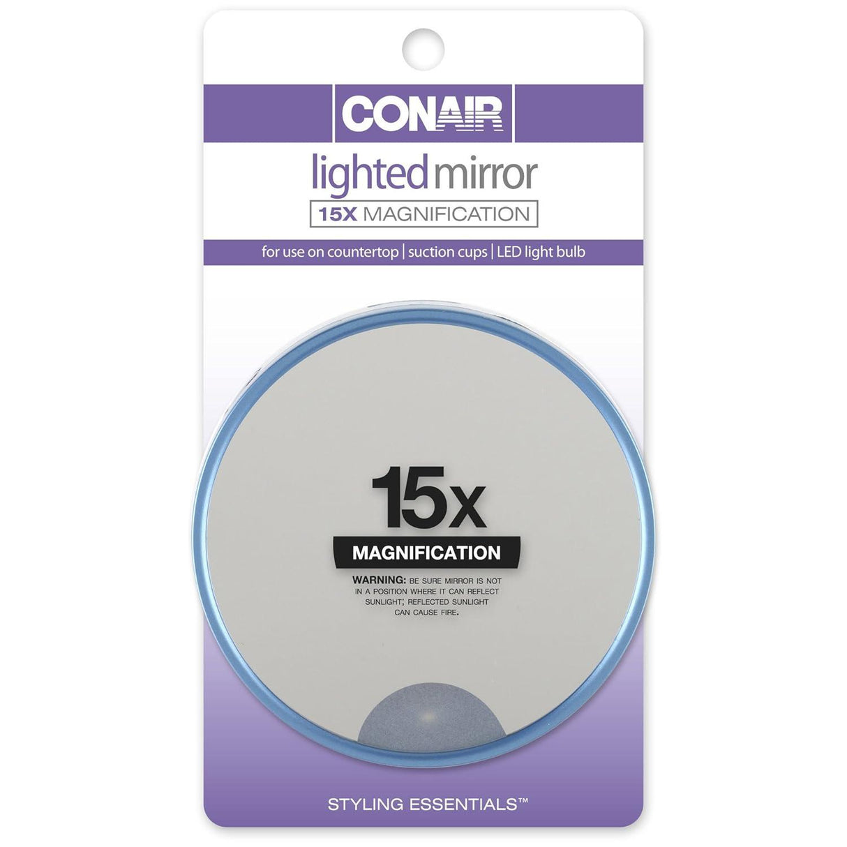 CONAIR Styling Essentials Lighted Suction Cup Mirror - Assorted, 15x Magnification-074108416582-LR-192300-2-LR eShop