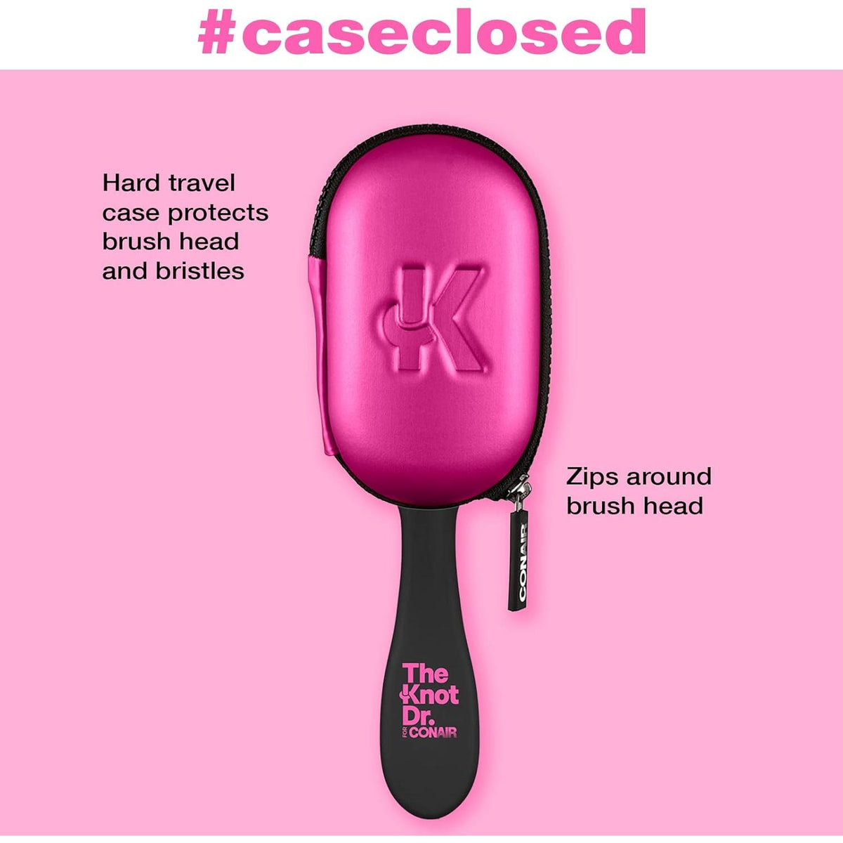 CONAIR The Knot Dr. Pro Mini Wet & Dry Detangler Hair Brush With Pink Case-074108953322-LR-341245-5-LR eShop