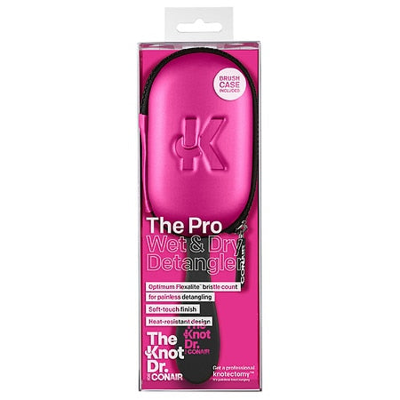 CONAIR The Knot Dr. The Pro Wet & Dry Detangler Hair Brush With Pink Case-074108953001-LR-338825-1-LR eShop