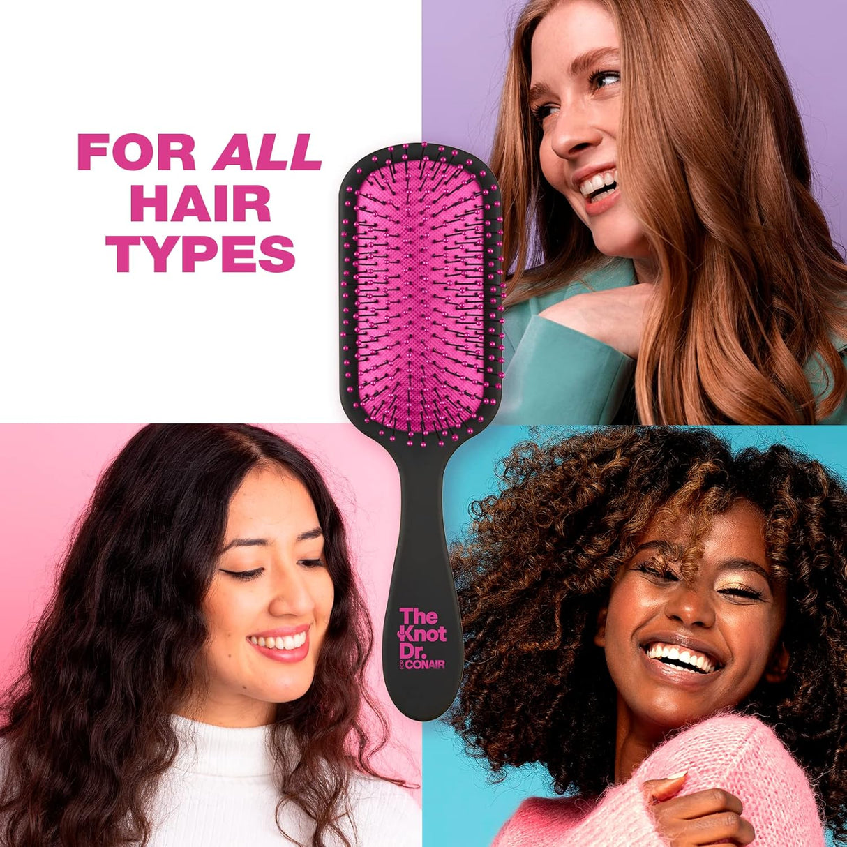 CONAIR The Knot Dr. The Pro Wet & Dry Detangler Hair Brush With Pink Case-074108953001-LR-338825-8-LR eShop