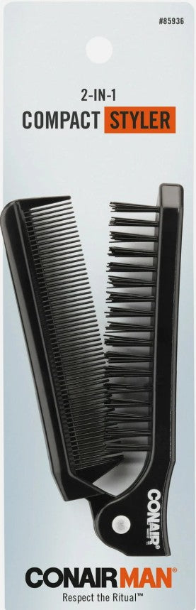 CONAIRMAN 2-in-1 Compact Styler Detangling Brush and Fine Tooth Comb-074108859365-LR-352765-1-LR eShop