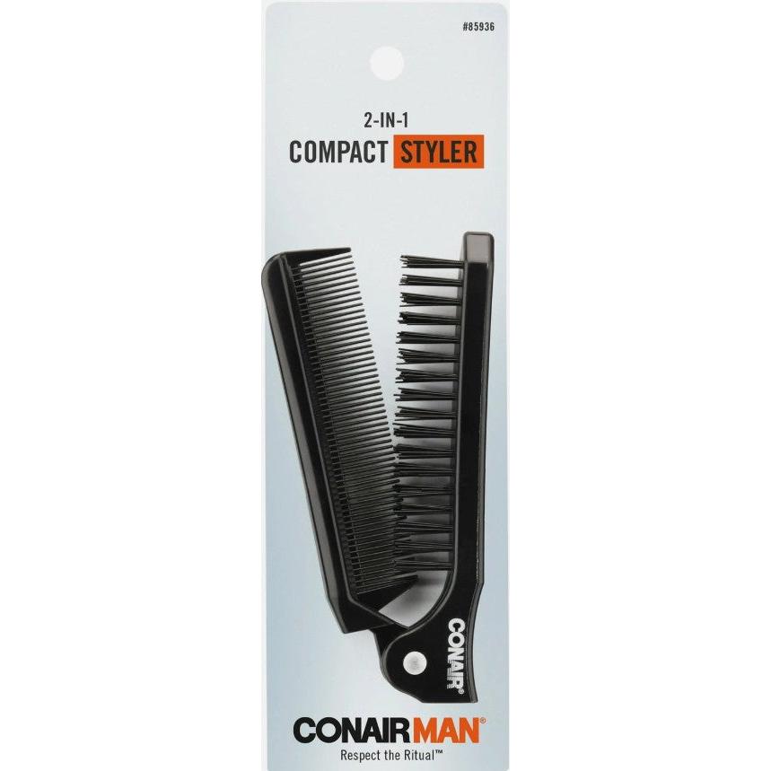 CONAIRMAN 2-in-1 Compact Styler Detangling Brush and Fine Tooth Comb-074108859365-LR-352765-1-LR eShop