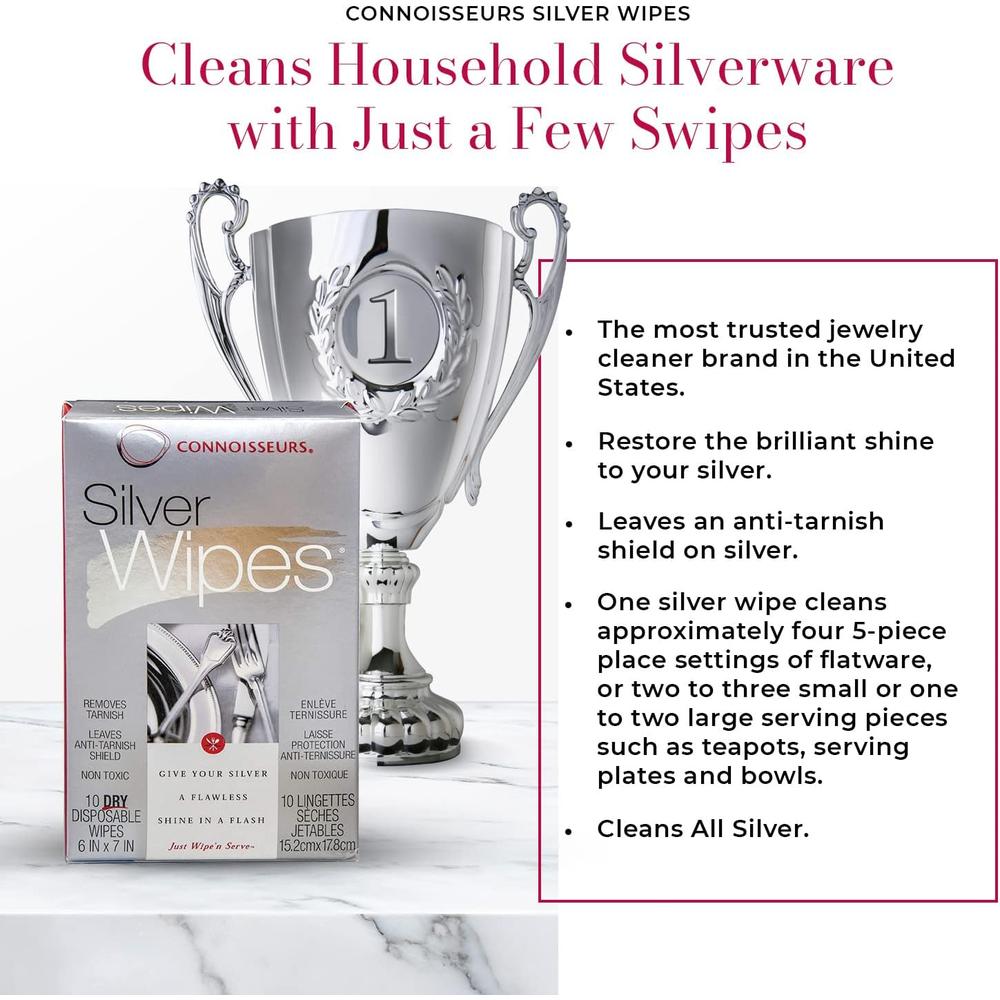 CONNOISSEURS Dry and Disposable Silver Wipes, 10 count-078682001462-LR-133781-2-LR eShop
