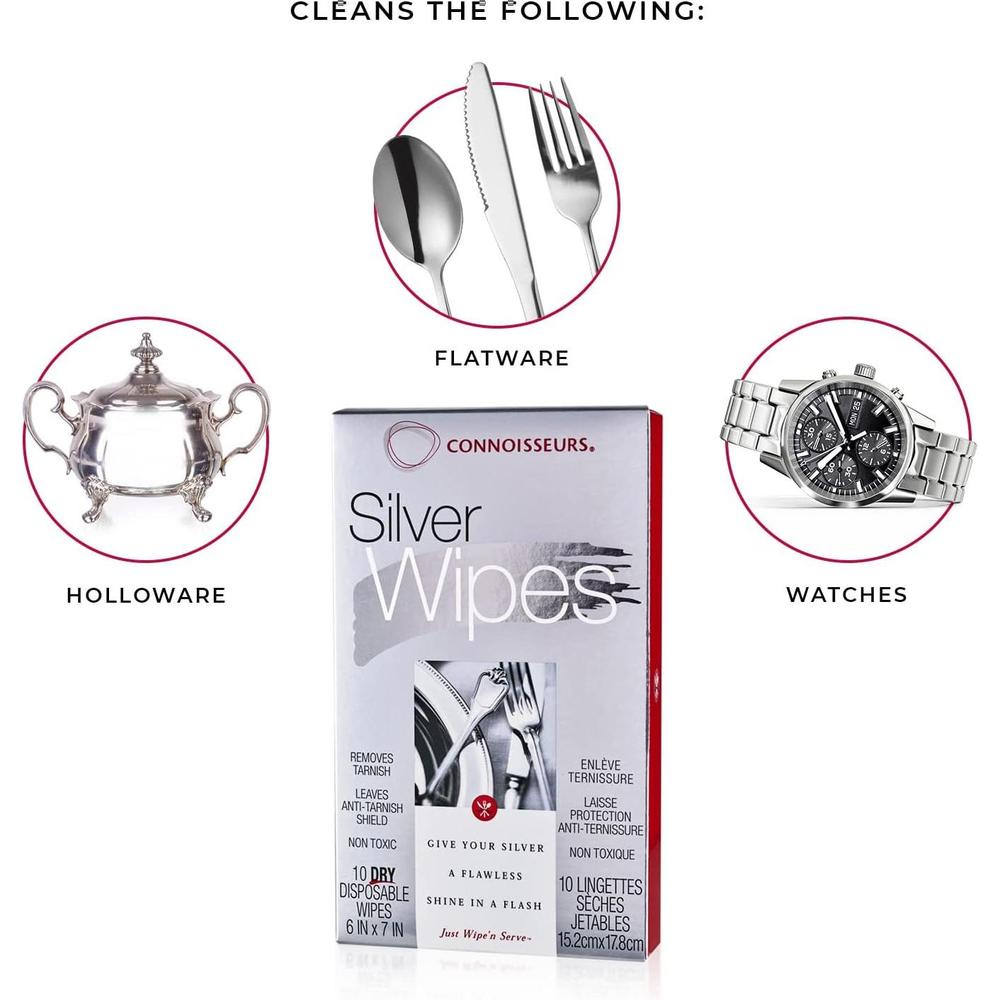 CONNOISSEURS Dry and Disposable Silver Wipes, 10 count-078682001462-LR-133781-5-LR eShop