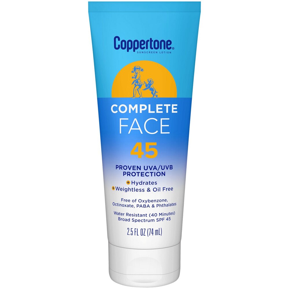 Coppertone Complete Face Sunscreen Lotion SPF 45, 2.5 Fl Oz Tube-072140039288-LR-363528-1-LR eShop