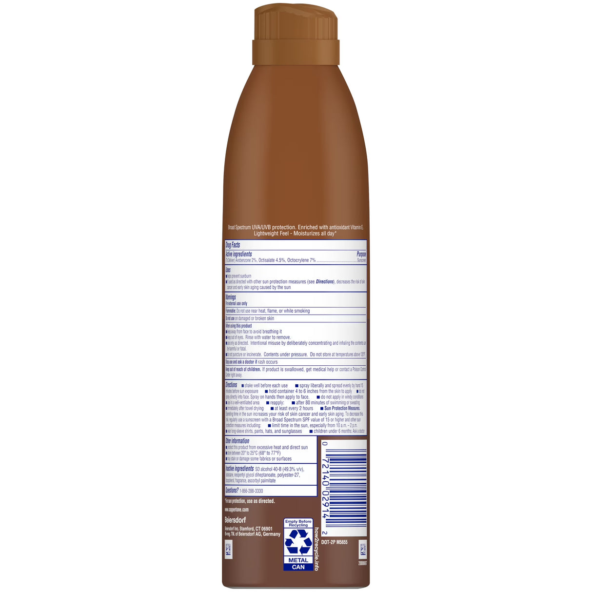 Coppertone Tanning Sunscreen Spray, SPF 15, Water Resistant, 8.3 Oz-072140039608-LR-363533-6-LR eShop