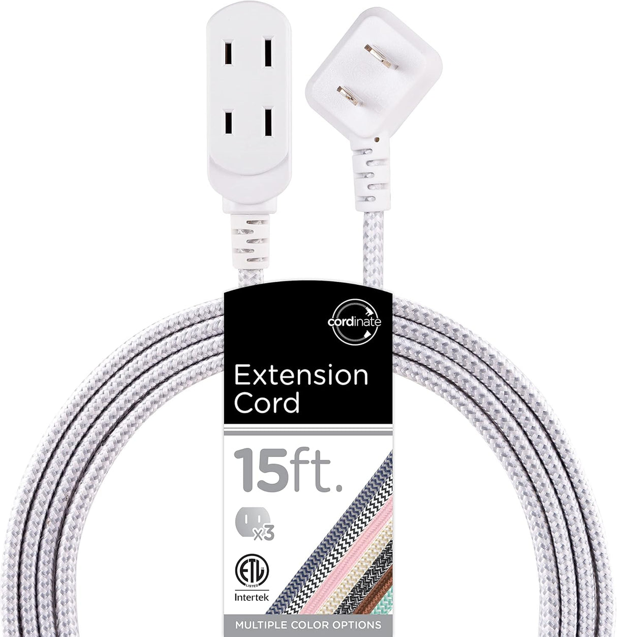 cordinate Basic 3-Outlet Polarized Extension Cord - White, 15 ft-030878434317-LR-339331-1-LR eShop