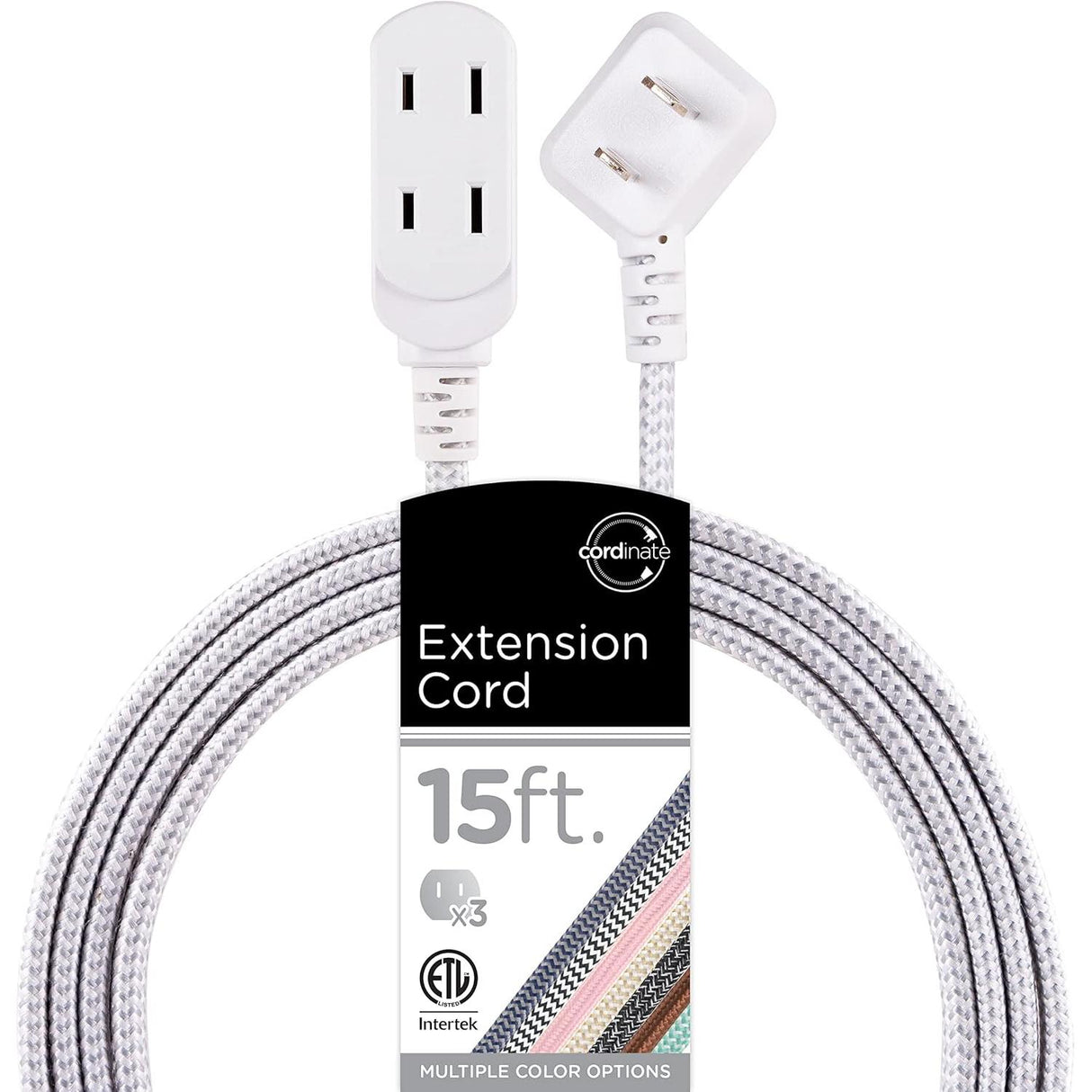 cordinate Basic 3-Outlet Polarized Extension Cord - White, 15 ft-030878434317-LR-339331-1-LR eShop