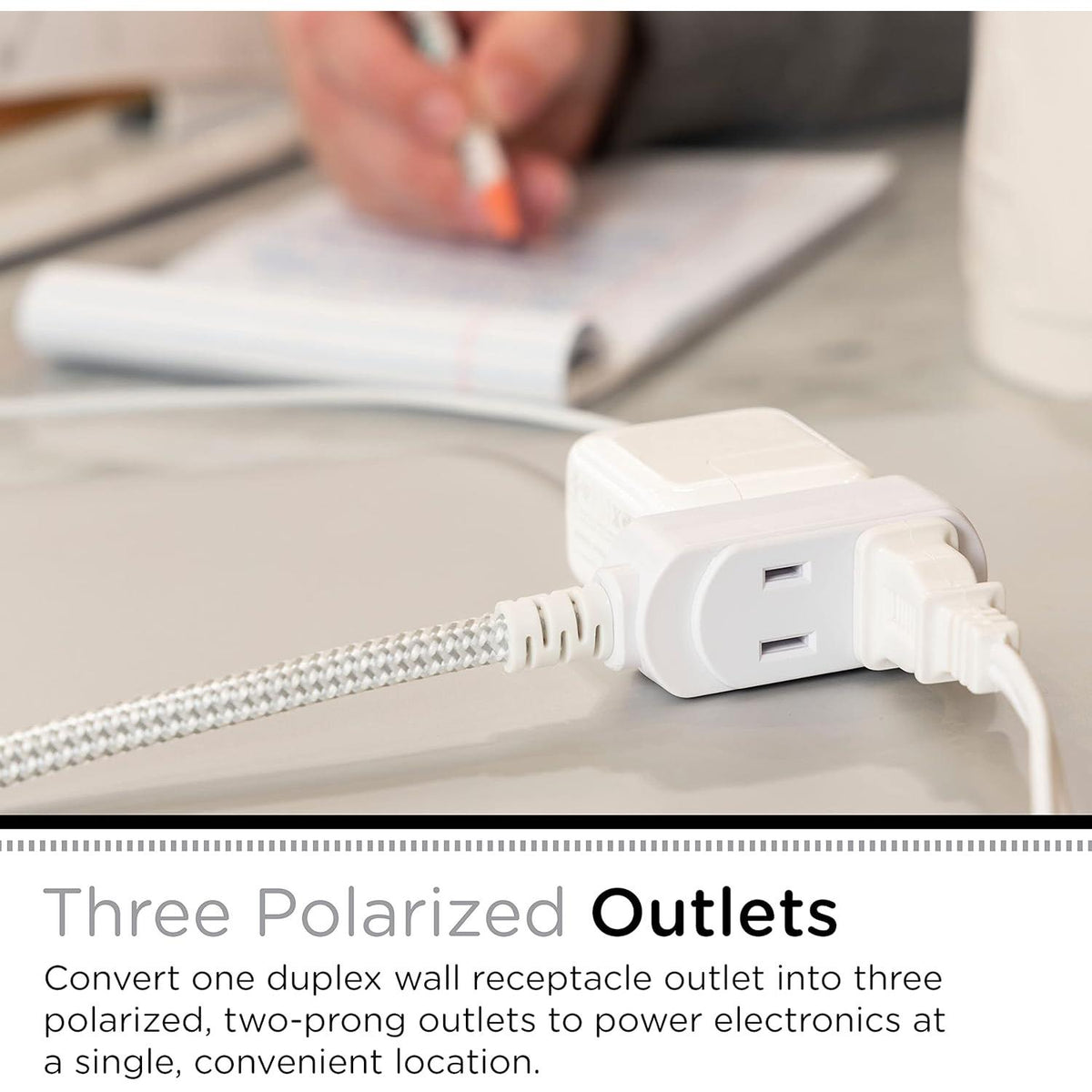 cordinate Basic 3-Outlet Polarized Extension Cord - White, 15 ft-030878434317-LR-339331-3-LR eShop