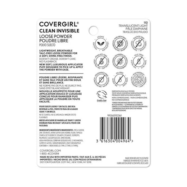 COVERGIRL Clean Invisible Loose Powder - 110 Translucent Light-3616304004964-LR-347583-5-LR eShop