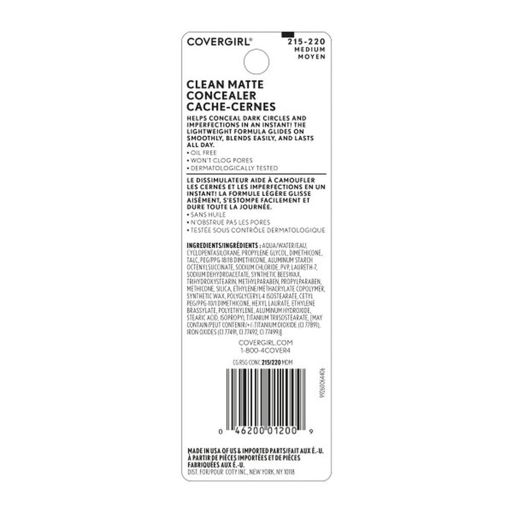 COVERGIRL Clean Matte Oil-Free Concealer - 220 Medium-046200012009-LR-273184-5-LR eShop
